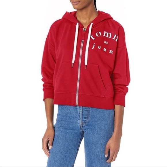 NWT Tommy Hilfiger Women’s Classic Zip Hoodie Size XL Fiery Scarlet - Picture 1 of 7